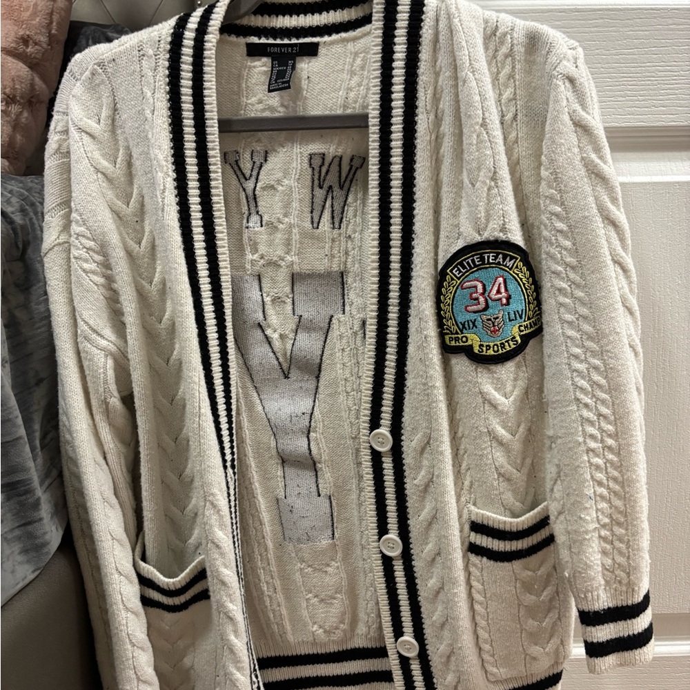 White Cable Knit Cardigan